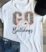 Soccer- Go Bulldogs Leopard Print Youth and Adult