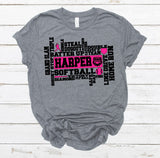 Baseball/Softball-Word Collage- Kids Sized