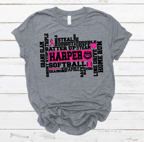 Baseball/Softball-Word Collage- Kids Sized